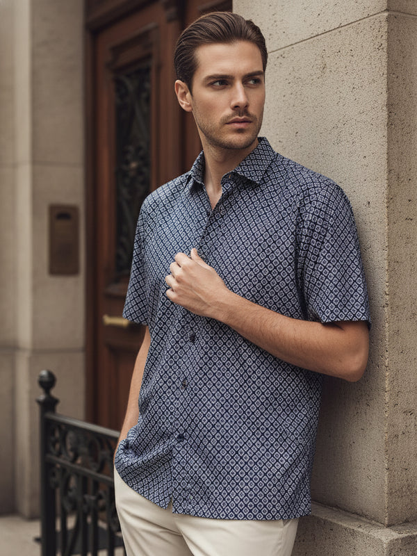 RADEN SHORT SLEEVE SHIRT (NAVY BLUE)